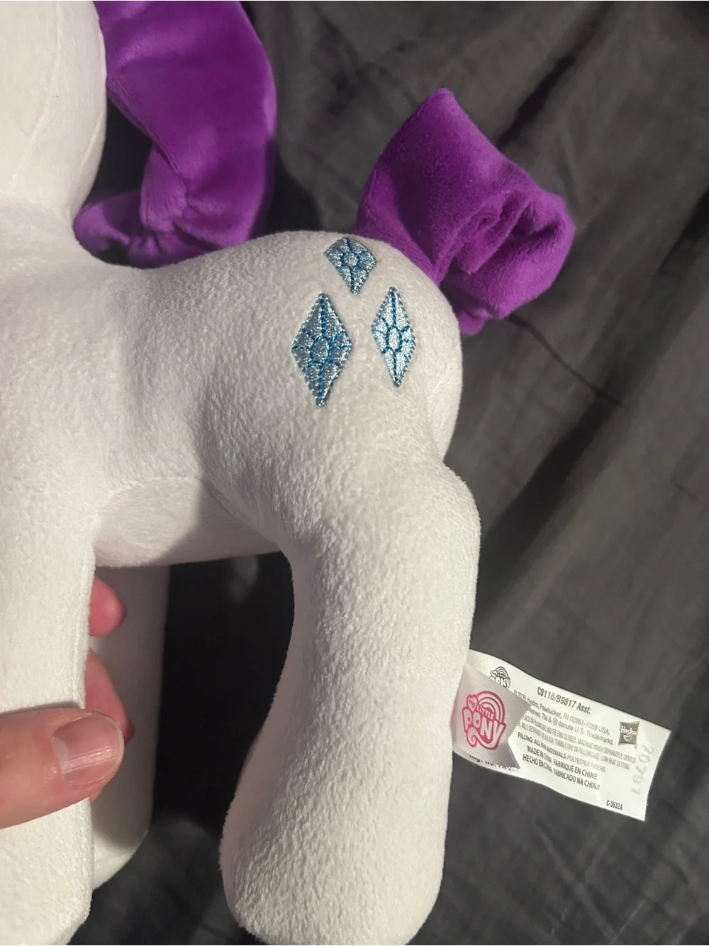 Hasbro My Little Pony Plush Tag - Rarity: White, Pink, Black